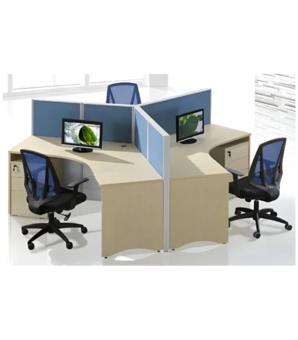 DI 108-120° 3-Person Modular Office Cubicle Workstation