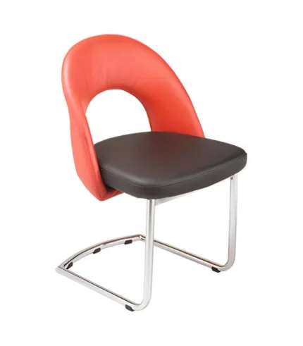 DI 2003 Restaurant Chair without arms, featuring a cushioned PU leatherette seat and back, with an MS chrome-plated frame, perfect for cafes in Nashik, Goa, Panjim, and Ponda