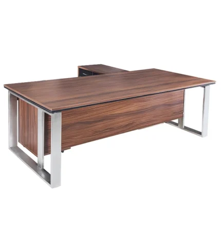 Modern Office Table DI 206 with Side Table and Stainless-Steel Frame, designed for executive offices with a focus on durability and style
