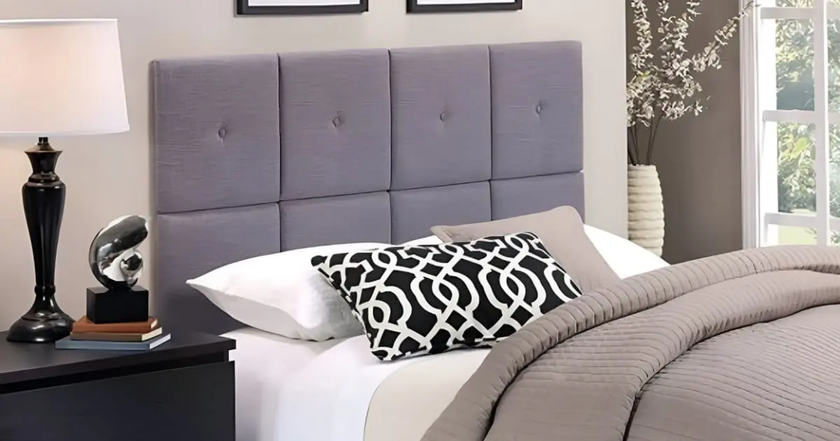 Fabric-Tiled-Headboard-With-Tuft-Grey-Square-Upholstered-Tile