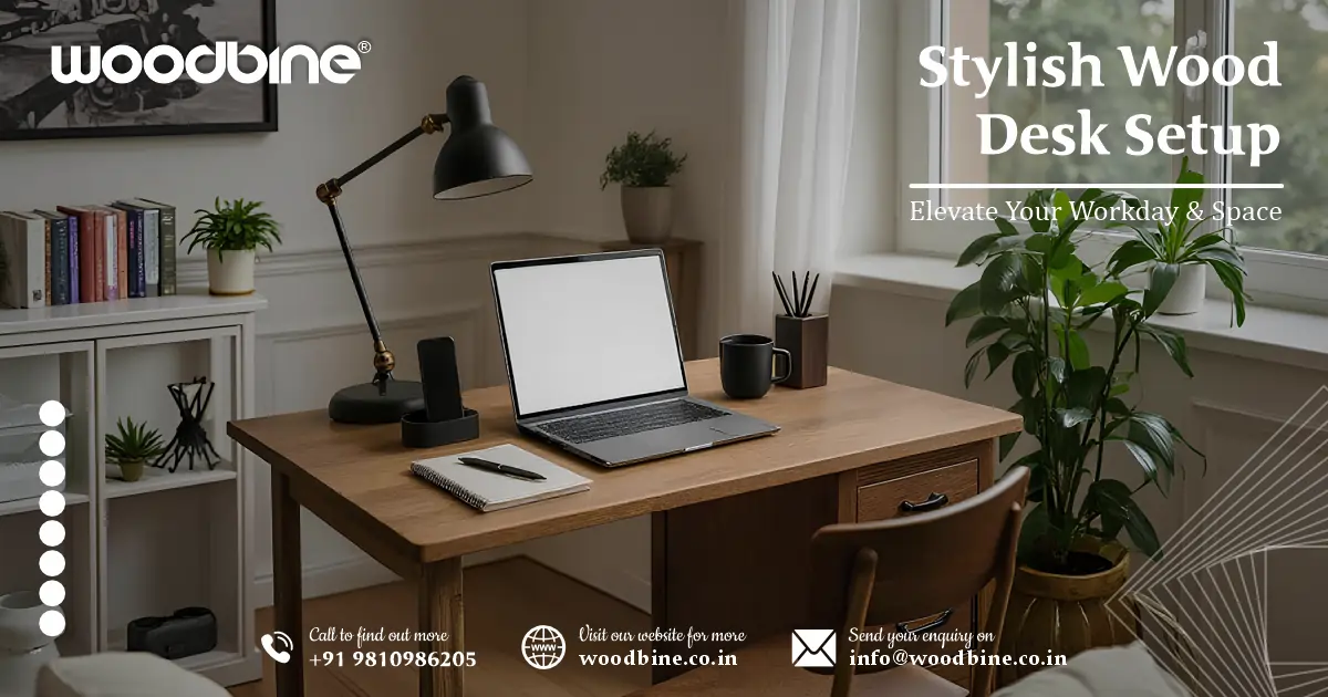 Stylish Wood Desk Setup | Elevate Your Workday & Space
