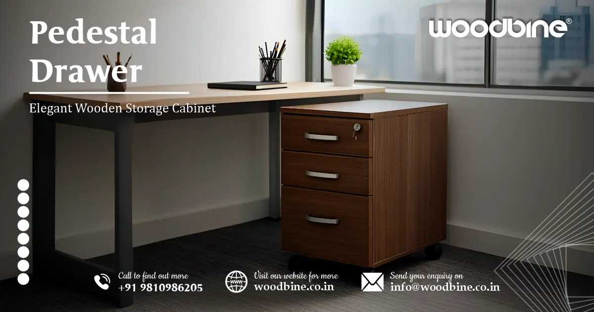 Woodbine Pedestal Drawer – Elegant Wooden Storage Cabinet