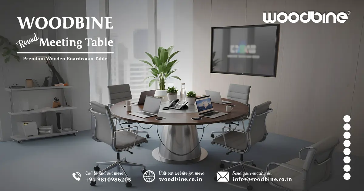 Woodbine Round Meeting Table – A Premium Wooden Boardroom Table